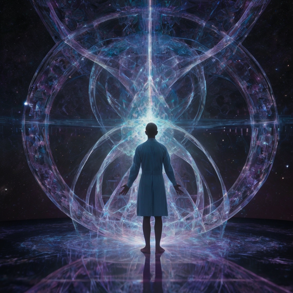 Conceptual art representing a conscious observer shaping reality